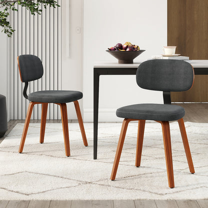 Chenille Fabric Upholstered Wooden Kitchen Chairs Set of 2, Dark Gray Dining Chairs at Gallery Canada