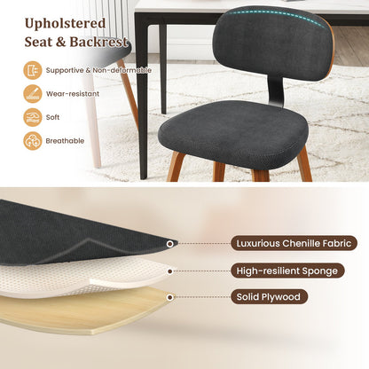 Chenille Fabric Upholstered Wooden Kitchen Chairs Set of 2, Dark Gray Dining Chairs at Gallery Canada