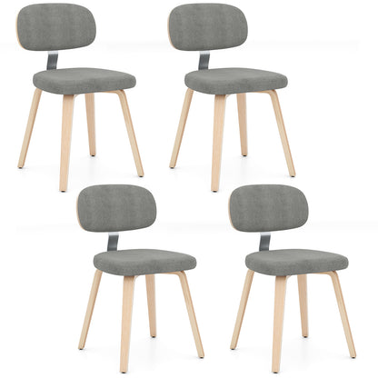 Chenille Fabric Upholstered Wooden Kitchen Chairs Set of 4, Gray Dining Chairs Gray at Gallery Canada