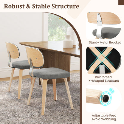 Chenille Fabric Upholstered Wooden Kitchen Chairs Set of 4, Gray Dining Chairs at Gallery Canada