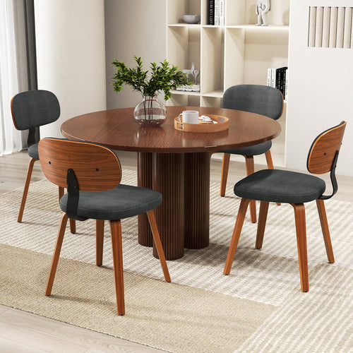 Chenille Fabric Upholstered Wooden Kitchen Chairs Set of 4, Dark Gray