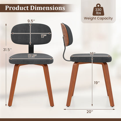 Chenille Fabric Upholstered Wooden Kitchen Chairs Set of 4, Dark Gray Dining Chairs at Gallery Canada