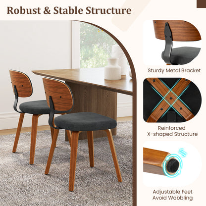 Chenille Fabric Upholstered Wooden Kitchen Chairs Set of 4, Dark Gray Dining Chairs at Gallery Canada