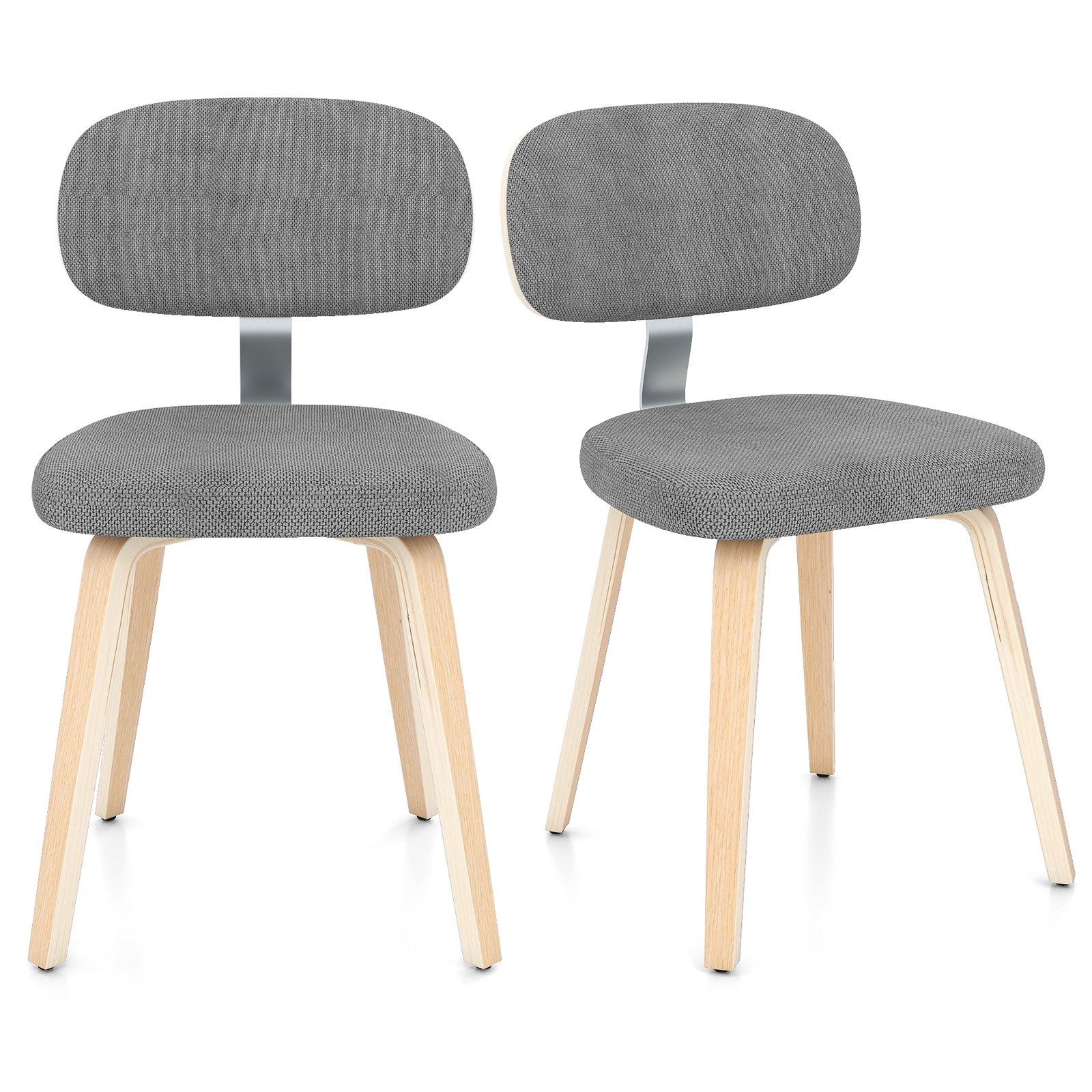 Chenille Fabric Upholstered Wooden Kitchen Chairs Set of 2, Gray Dining Chairs at Gallery Canada