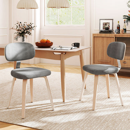 Chenille Fabric Upholstered Wooden Kitchen Chairs Set of 2, Gray Dining Chairs at Gallery Canada