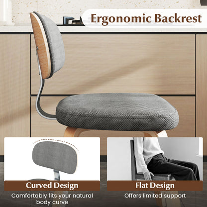 Chenille Fabric Upholstered Wooden Kitchen Chairs Set of 2, Gray Dining Chairs at Gallery Canada