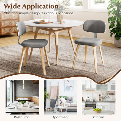 Chenille Fabric Upholstered Wooden Kitchen Chairs Set of 2, Gray Dining Chairs at Gallery Canada