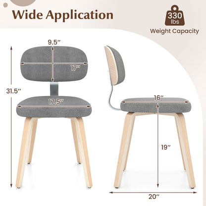 Chenille Fabric Upholstered Wooden Kitchen Chairs Set of 2, Gray Dining Chairs at Gallery Canada