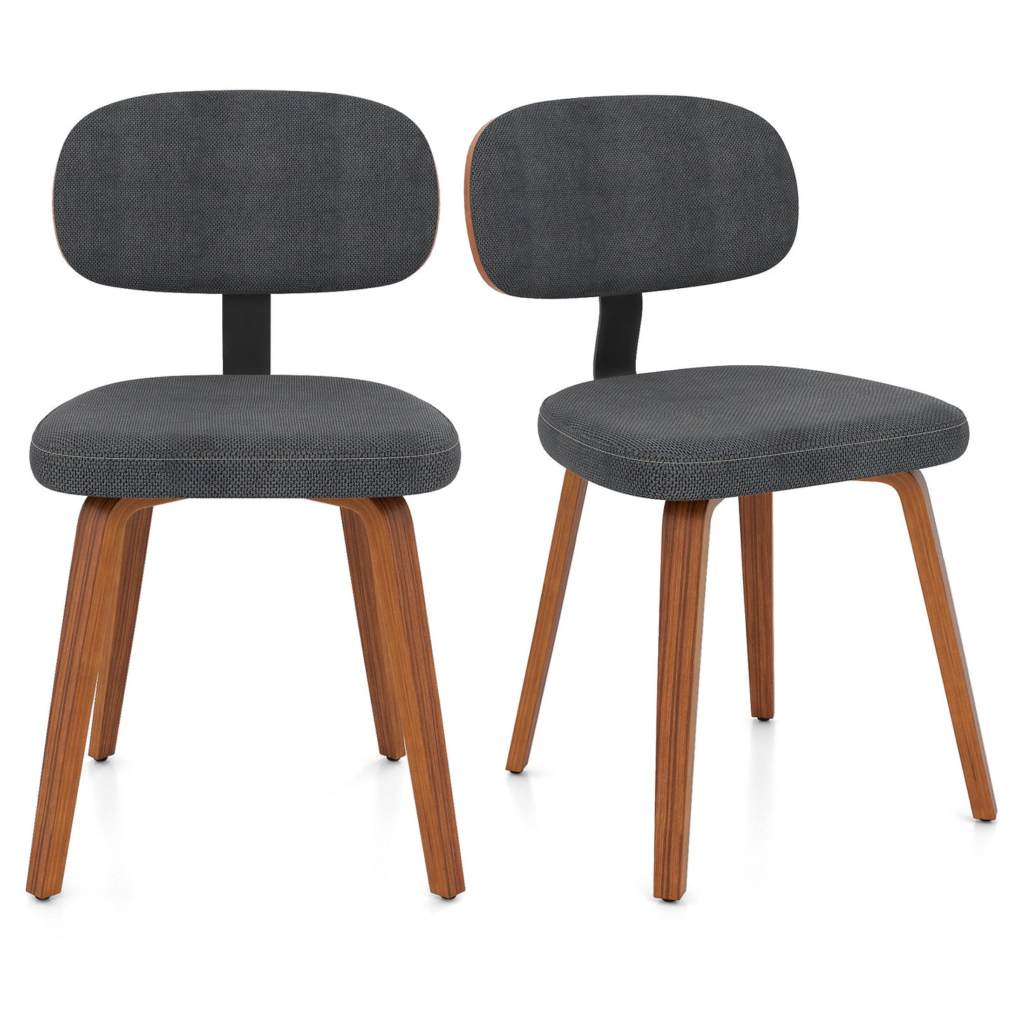 Chenille Fabric Upholstered Wooden Kitchen Chairs Set of 2, Dark Gray Dining Chairs at Gallery Canada