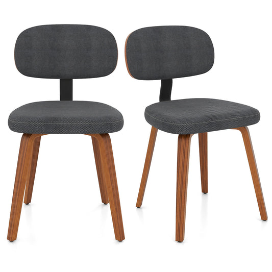 Chenille Fabric Upholstered Wooden Kitchen Chairs Set of 2, Dark Gray Dining Chairs Dark Gray at Gallery Canada