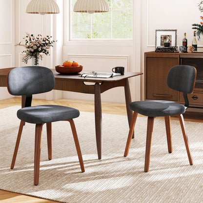 Chenille Fabric Upholstered Wooden Kitchen Chairs Set of 2, Dark Gray Dining Chairs at Gallery Canada