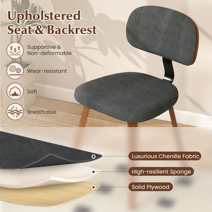 Chenille Fabric Upholstered Wooden Kitchen Chairs Set of 2, Dark Gray Dining Chairs at Gallery Canada