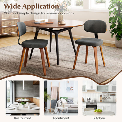 Chenille Fabric Upholstered Wooden Kitchen Chairs Set of 2, Dark Gray Dining Chairs at Gallery Canada