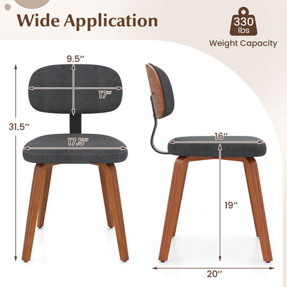 Chenille Fabric Upholstered Wooden Kitchen Chairs Set of 2, Dark Gray Dining Chairs at Gallery Canada