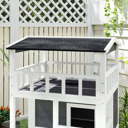 4-Floor Wood Outdoor Cat House, Condo, Fun Entrances, Perch, Grey Cat Houses at Gallery Canada