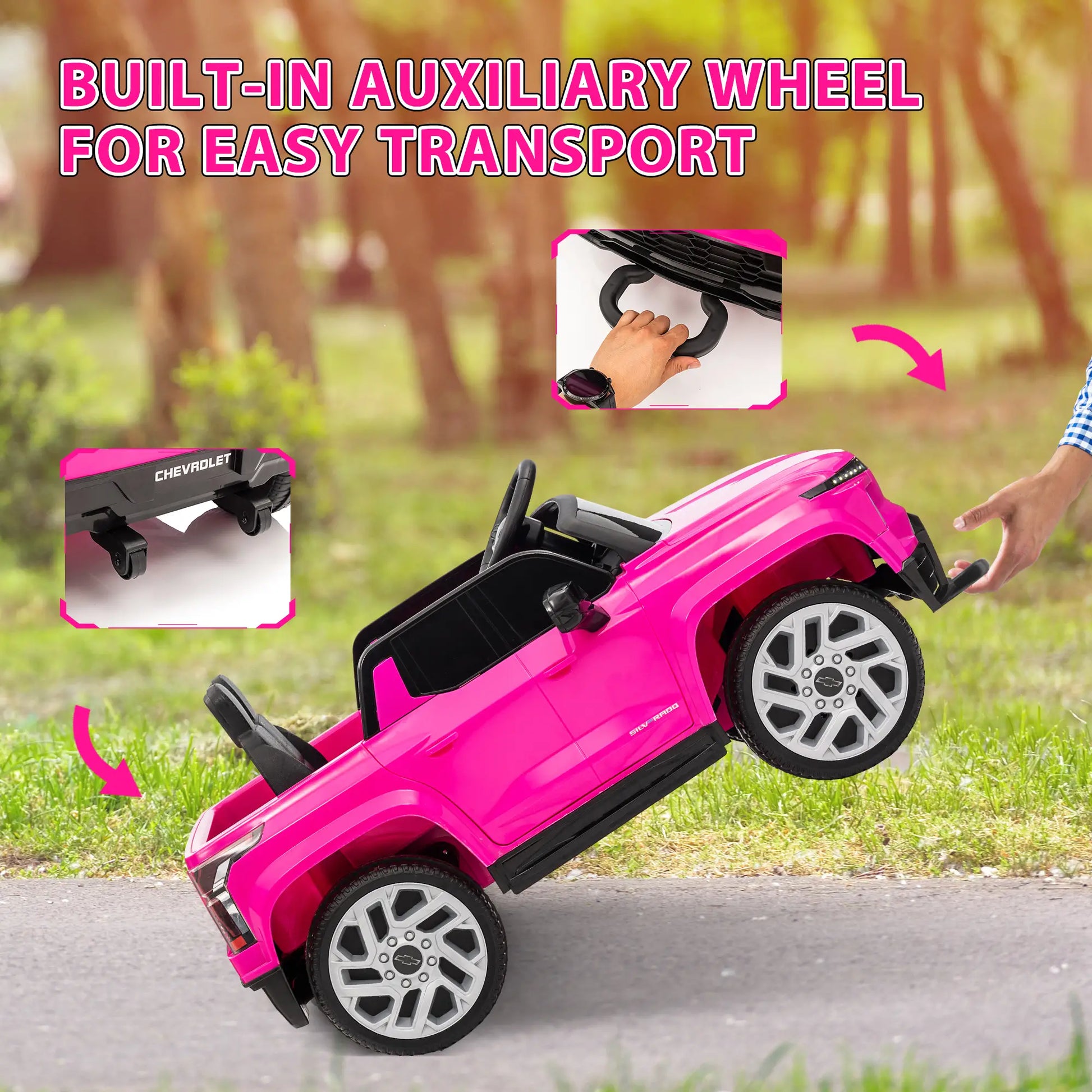 12V Chevrolet Silverado EV RST Licensed Kids Car, Pink Electric Toy Cars at Gallery Canada