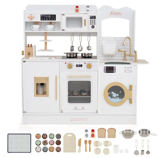 Children Pretend Toy Kitchen Playset, White Play Kitchen Sets White at Gallery Canada