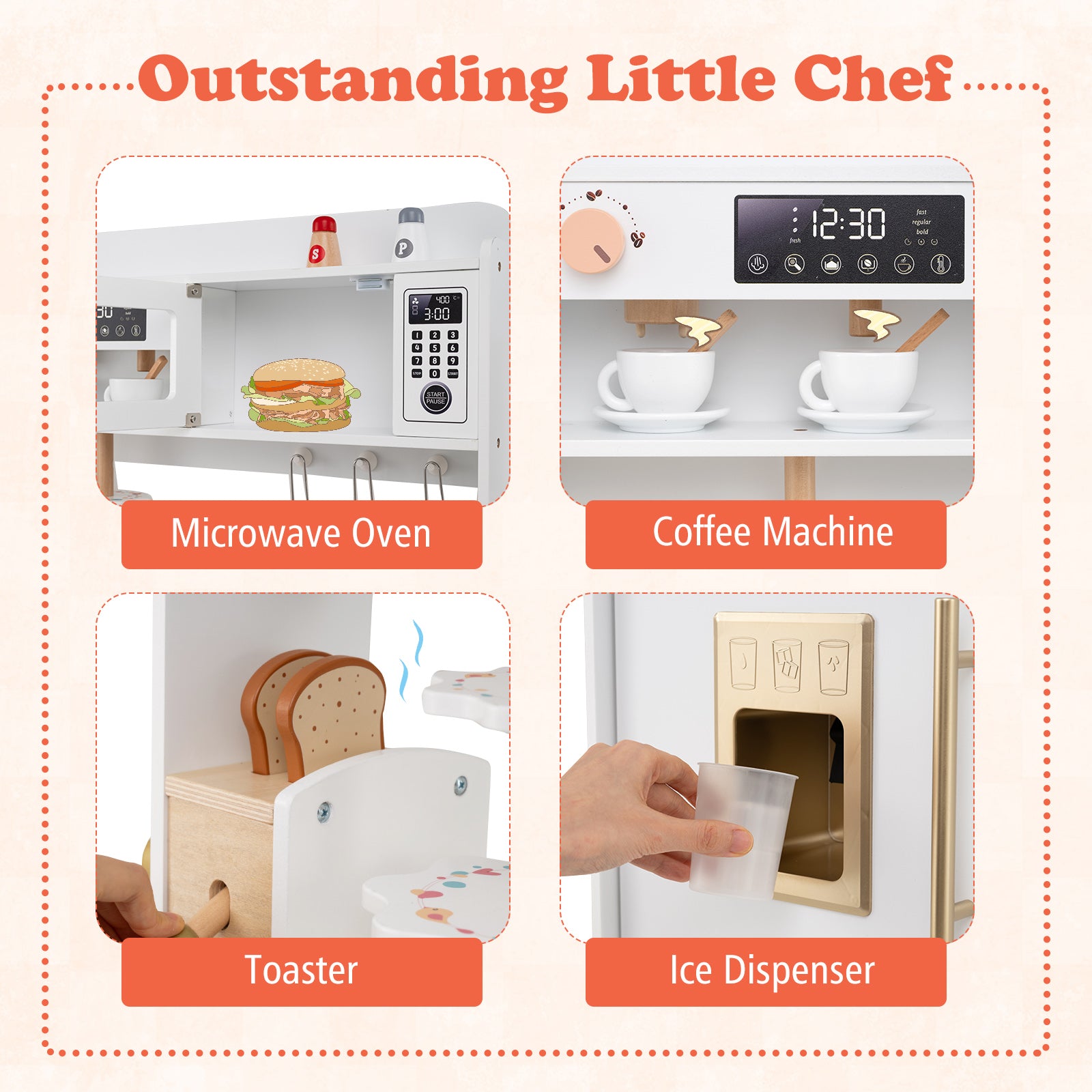 Children Pretend Toy Kitchen Playset, White Play Kitchen Sets at Gallery Canada