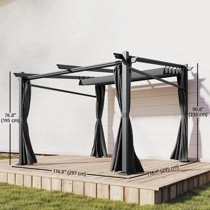 Metal Pergola With Sliding Roof Canopy, 10' x 10', Black Pergolas at Gallery Canada