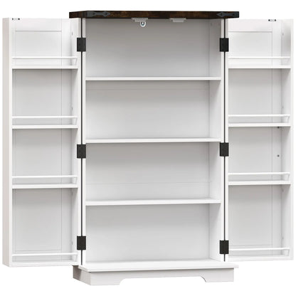 Farmhouse Kitchen Pantry Cabinet, Adjustable Shelves, White Kitchen Pantry Cabinets at Gallery Canada