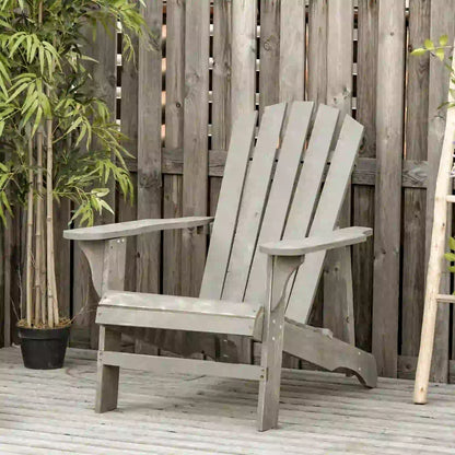 Wood Adirondack Chair, Outdoor Patio Chair, Slatted Design, Light Grey Patio Chairs at Gallery Canada