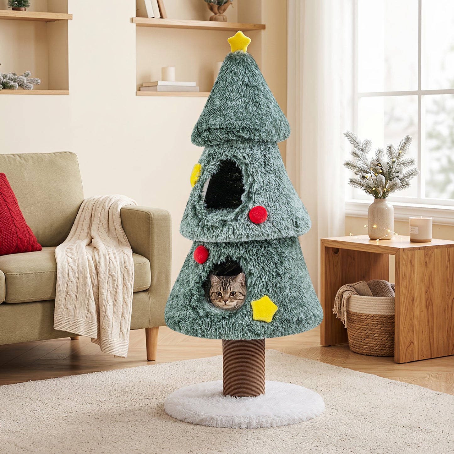 Christmas Cat Tree with 2 Condos, Scratching Post, Green Cat Trees Condos & Scratchers at Gallery Canada