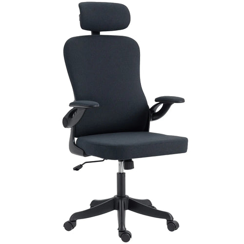Ergonomic Office Chair, Adjustable Lumbar Support, Headrest, Flip-up Armrests, Black