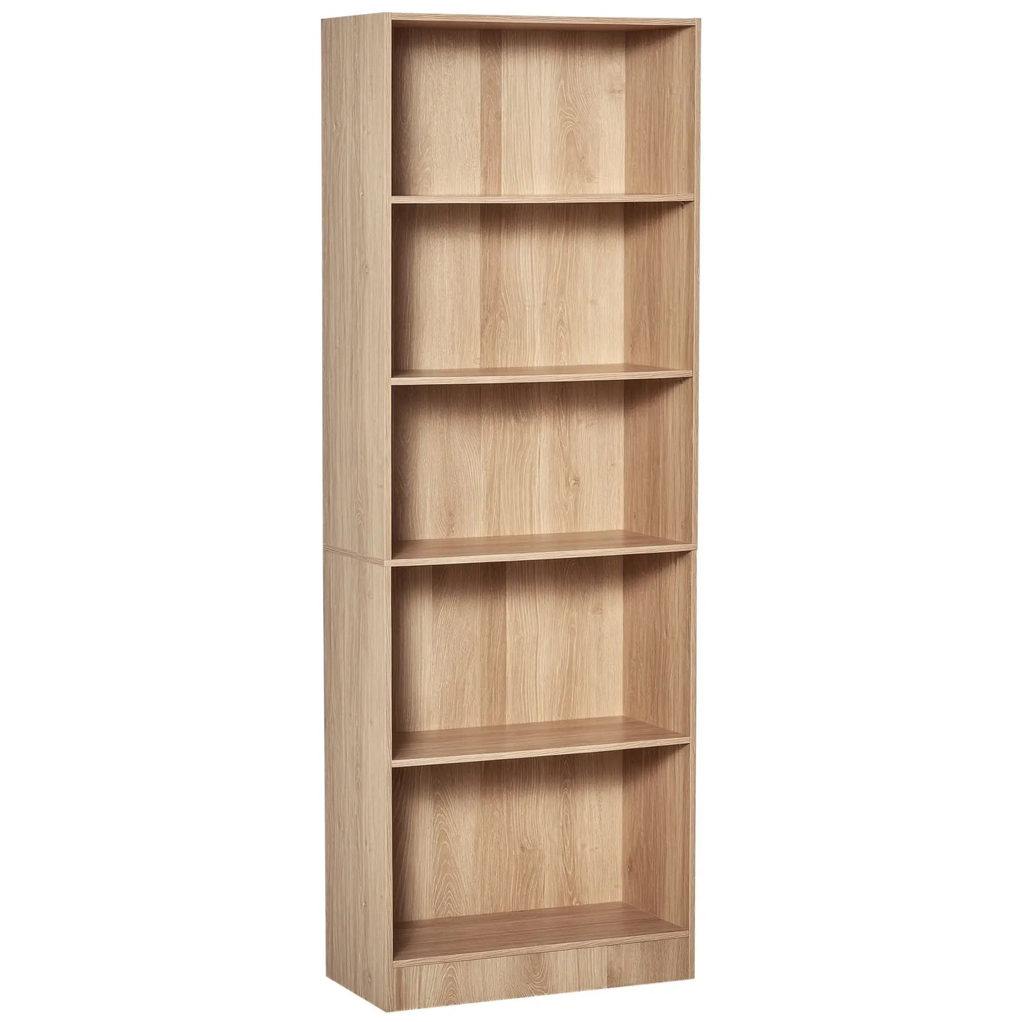 5-Tier Bookcase, Adjustable Shelves, Living Room, Home Office, Nature Wood Display Bookshelves Natural at Gallery Canada