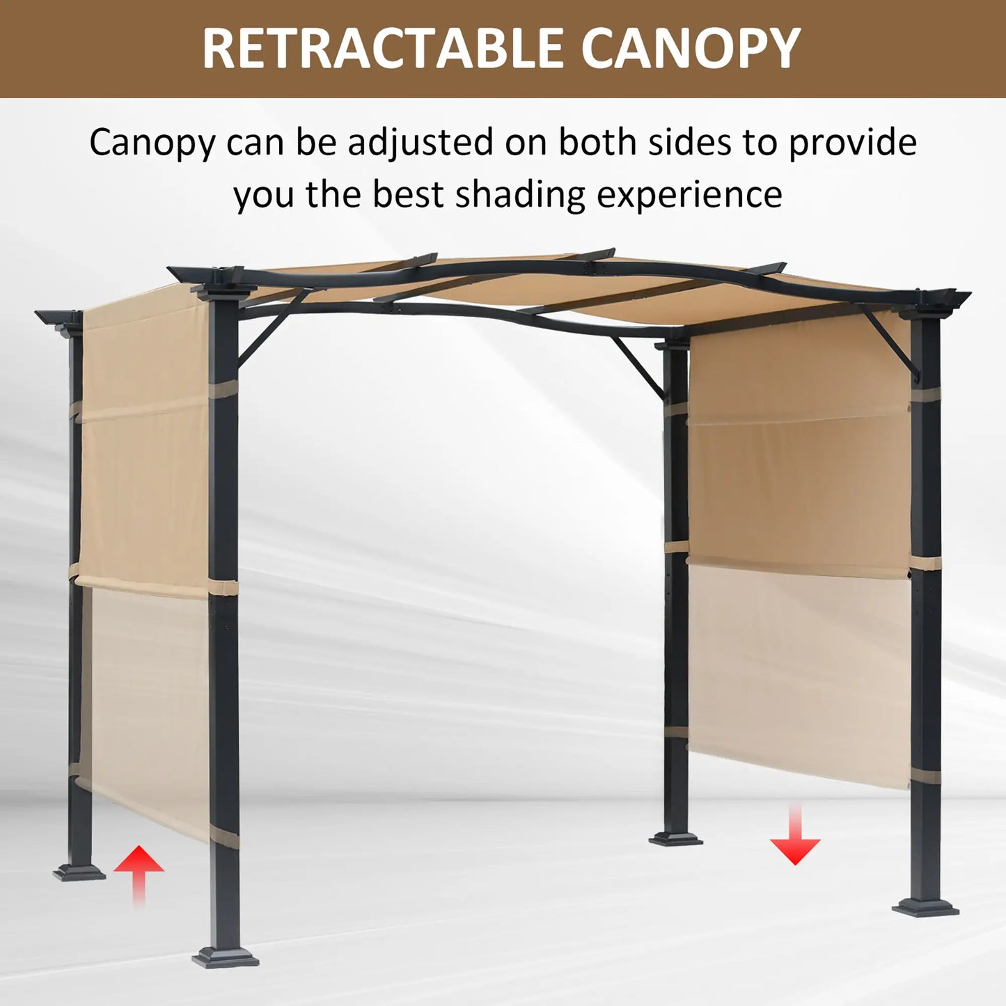 10' x 8' Outdoor Pergola, Adjustable Canopy, Sun Shade, Khaki Pergolas at Gallery Canada