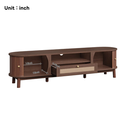 TV Stand, Solid Wood Doors, Drawers, 65" L x 14.5" W x 18" H, Natural Walnut TV Stands at Gallery Canada