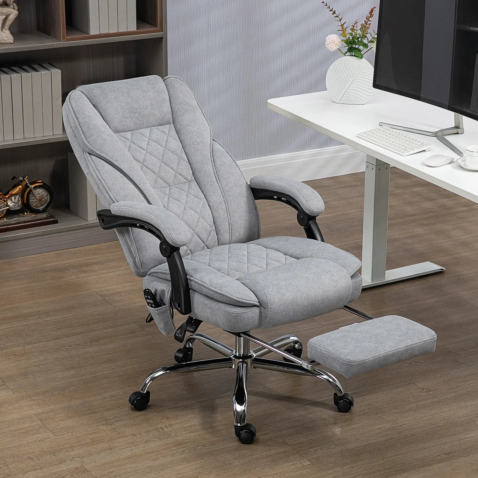 Massage Office Chair, Reclining Computer Chair, Adjustable Height, Footrest, Grey Massage Chairs at Gallery Canada