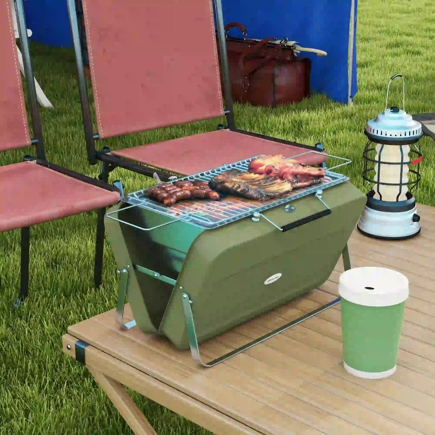 Metal Portable BBQ Grill, Green Charcoal BBQ Grils at Gallery Canada