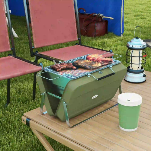 Metal Portable BBQ Grill, Green