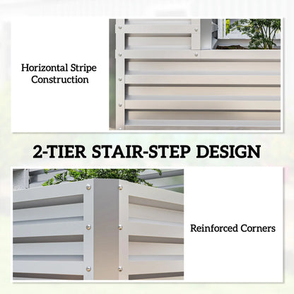 2 Tier Galvanized Raised Garden Bed, Steel Planter Box, 47" x 40" x 23", Silver Galvanized Planter Boxes at Gallery Canada