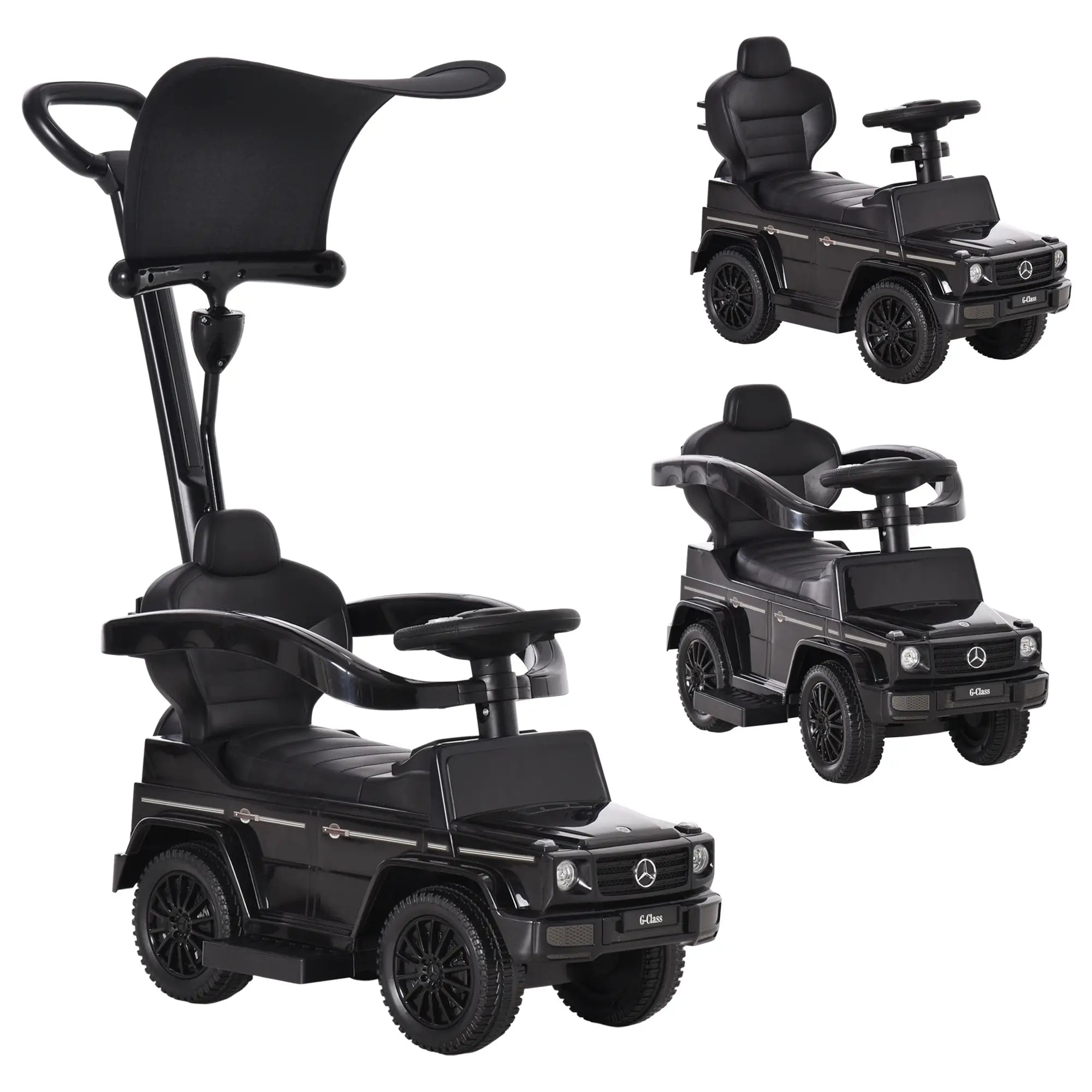 Licensed Push Car, 3-in-1 Toddler Sliding Car, Black Push Cars for Toddlers at Gallery Canada