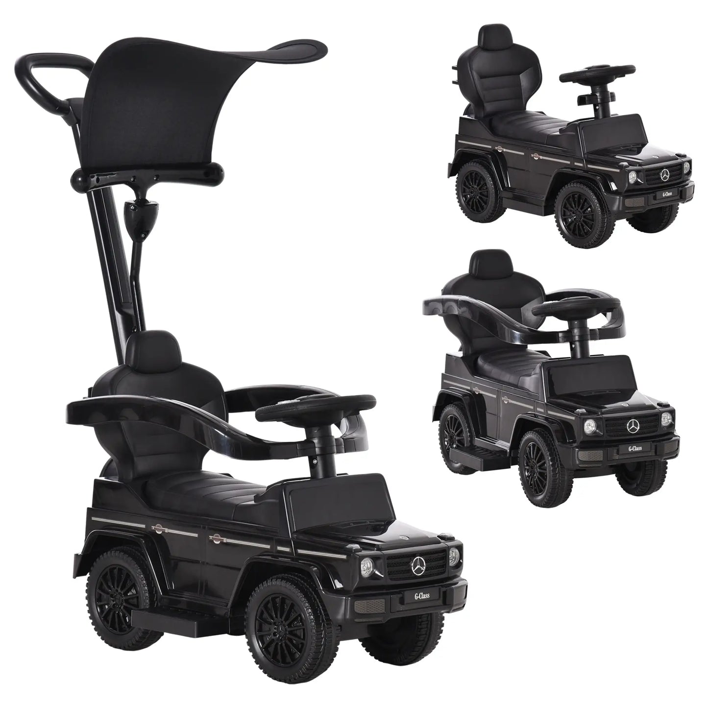 Licensed Push Car, 3-in-1 Toddler Sliding Car, Black Push Cars for Toddlers at Gallery Canada