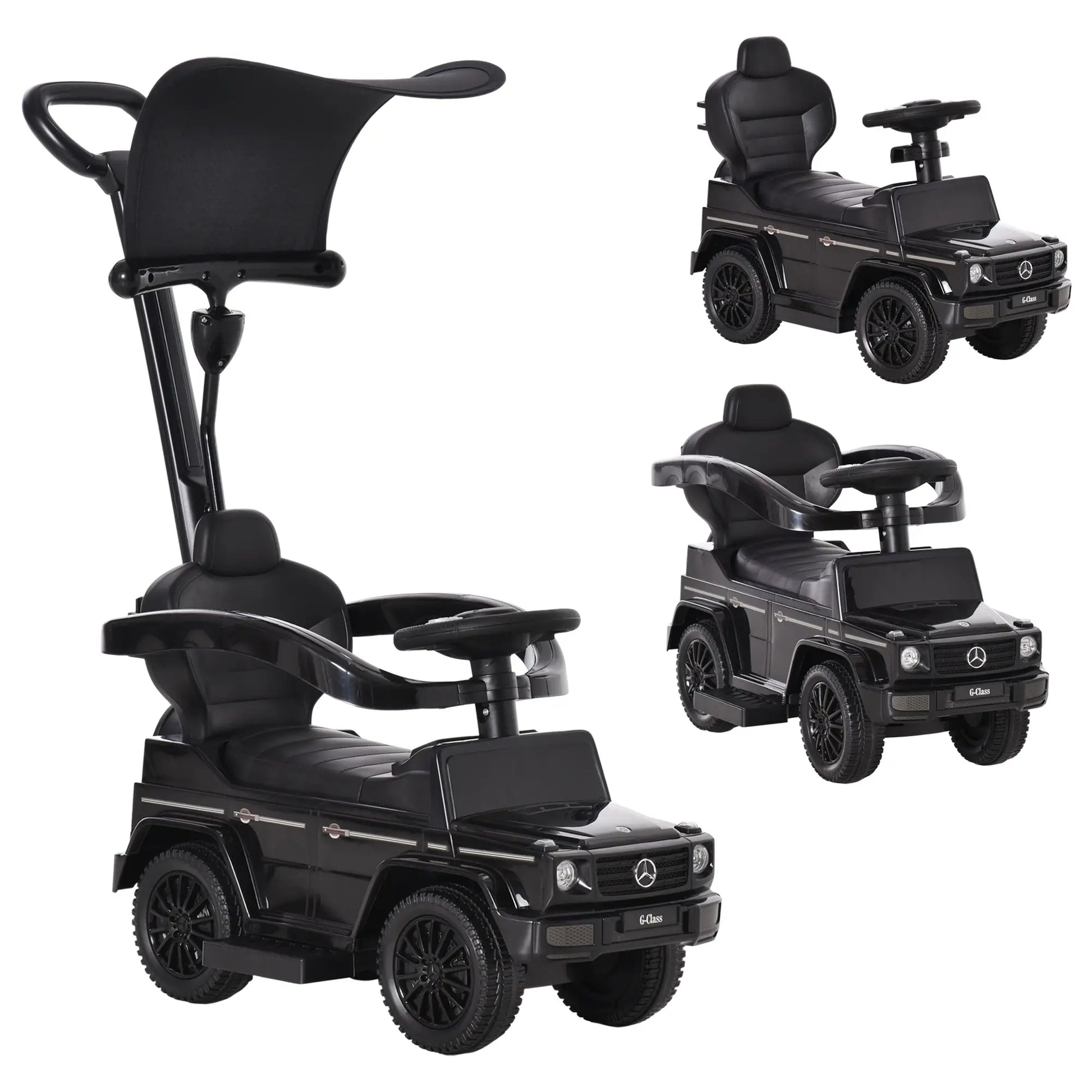 Licensed Push Car, 3-in-1 Toddler Sliding Car, Black Push Cars for Toddlers at Gallery Canada