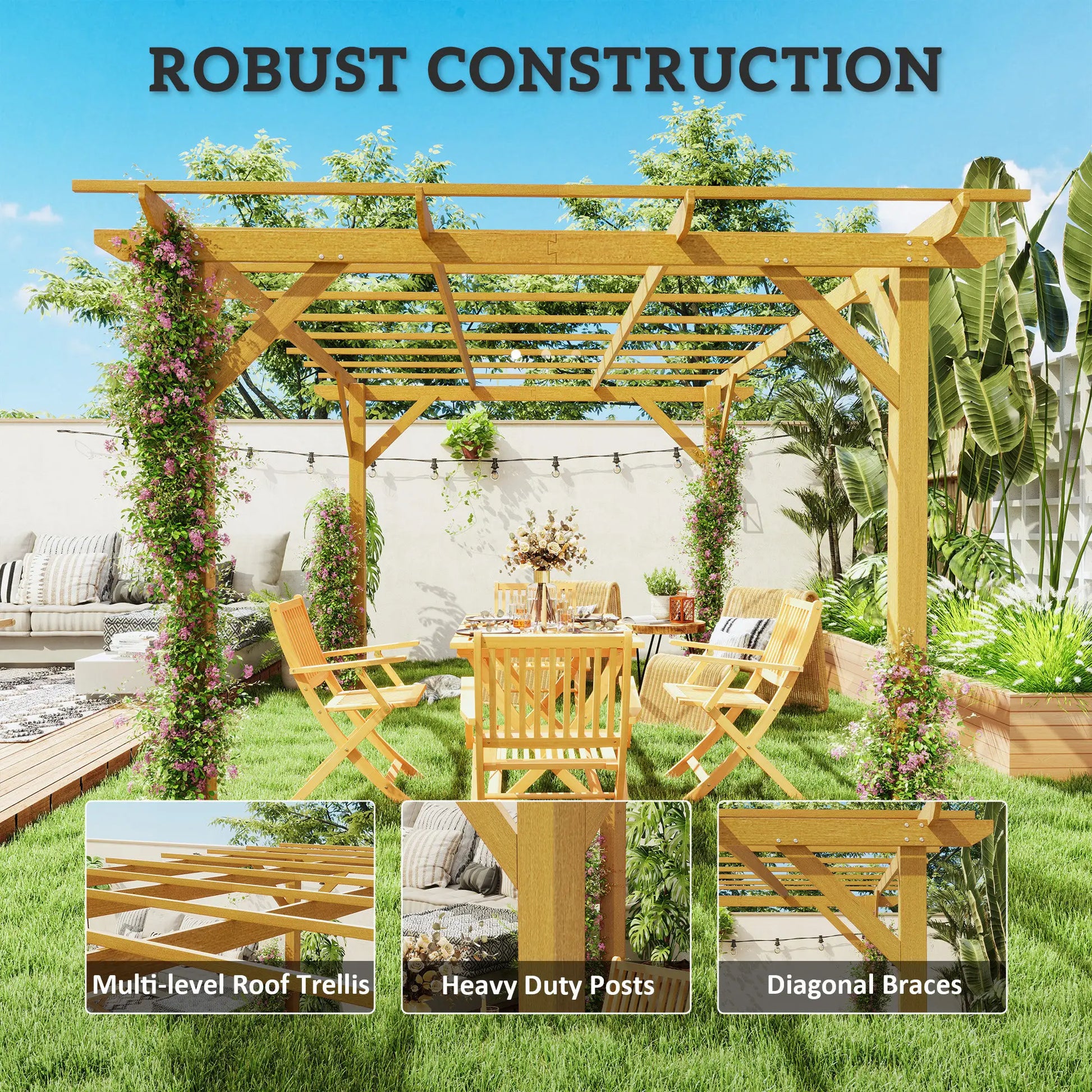 10' x 13' Wood Pergola, Outdoor Gazebo for Garden, Patio Pergolas at Gallery Canada