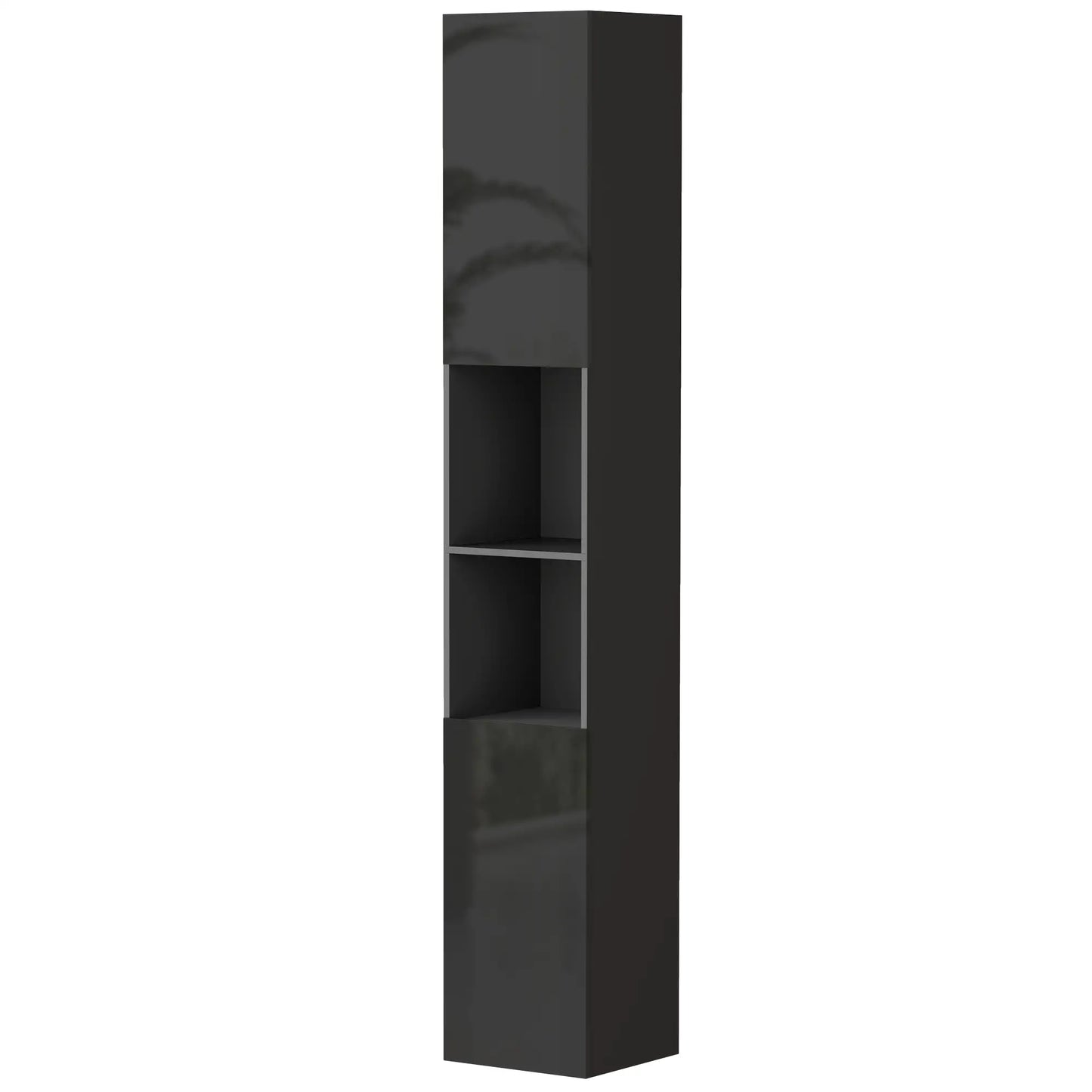 Tall Bathroom Cabinet, High Gloss Storage, Adjustable Shelves, 11.8" x 11.8" x 71.5", Black Bathroom Cabinets Black at Gallery Canada