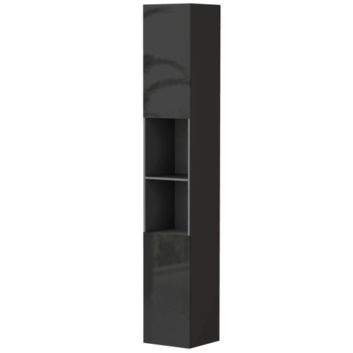 Tall Bathroom Cabinet, High Gloss Storage, Adjustable Shelves, 11.8