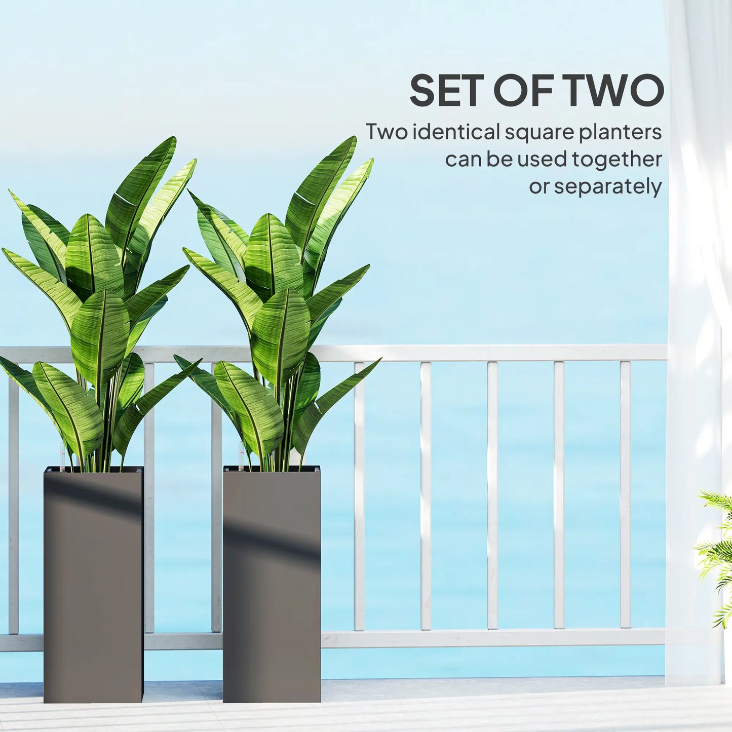 2 Pack 26 Inch Plastic Planter Box, Water Level Indicator, Dark Grey Garden Accessories at Gallery Canada
