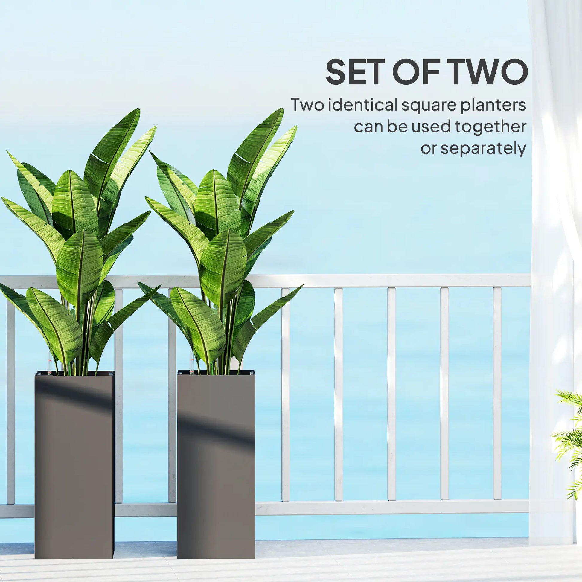 2 Pack 26 Inch Plastic Planter Box, Water Level Indicator, Dark Grey Garden Accessories at Gallery Canada