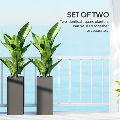 2 Pack 26 Inch Plastic Planter Box, Water Level Indicator, Dark Grey Garden Accessories at Gallery Canada