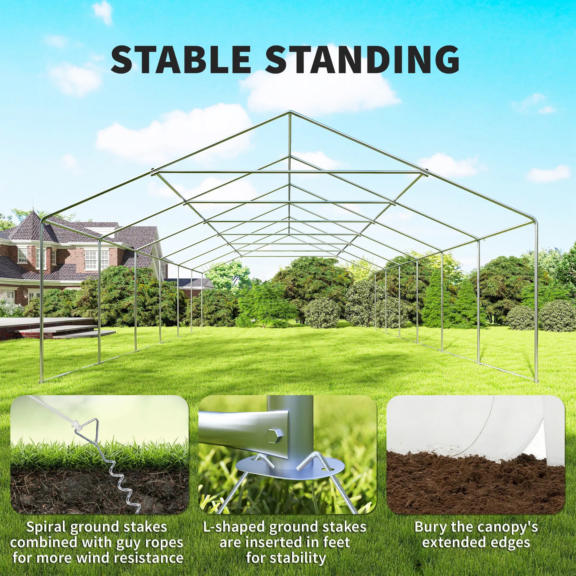 Heavy Duty Party Tent, 20' x 40' Large Sun Shade Canopy, White Canopy Tents at Gallery Canada