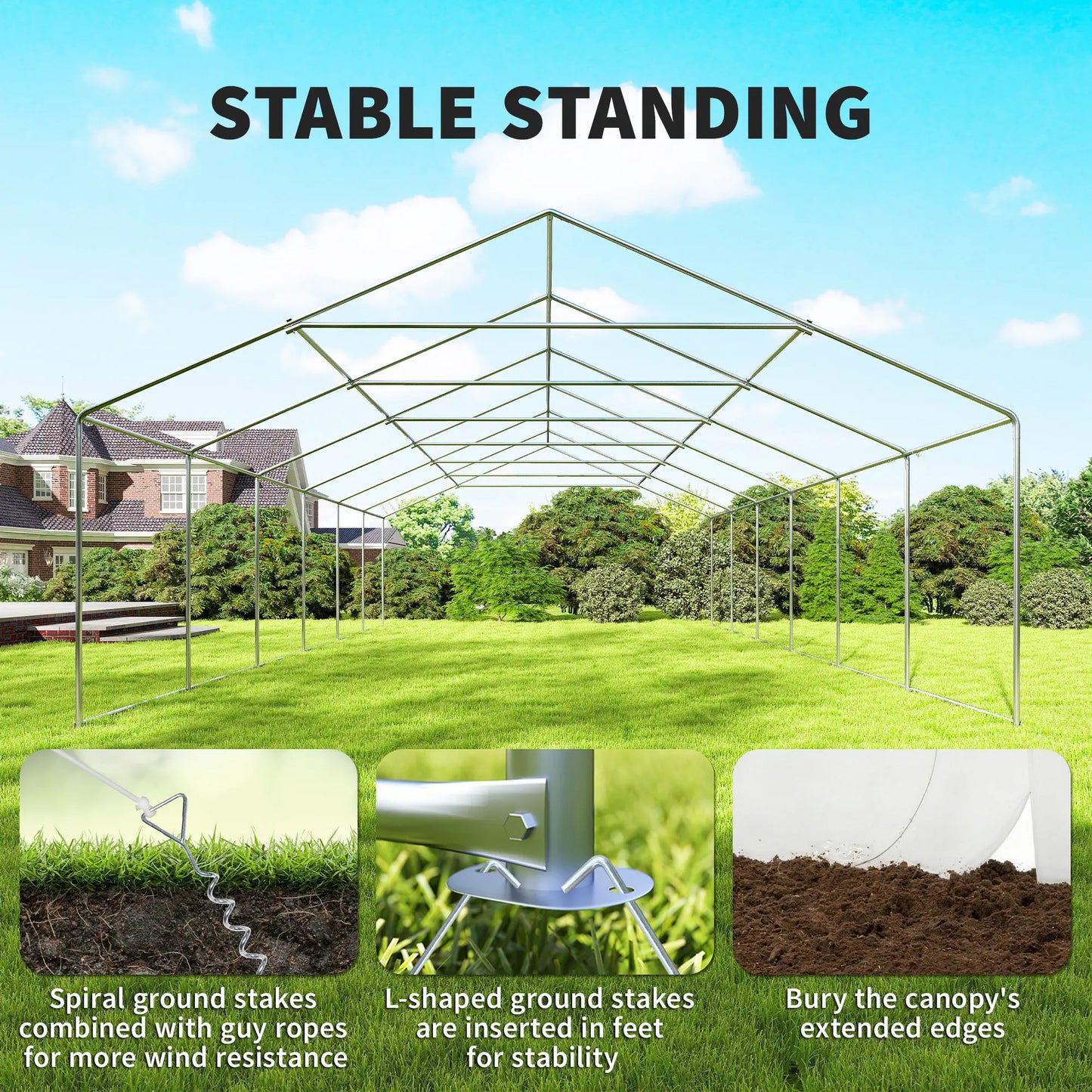 Heavy Duty Party Tent, 20' x 40' Large Sun Shade Canopy, White Canopy Tents at Gallery Canada