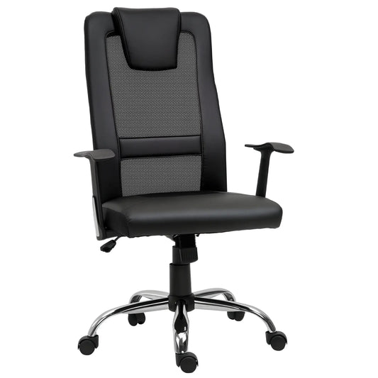 Ergonomic Office Chair, Thick Padded Headrest, Mesh Desk Chair, Tilt Function, Armrest, Black Task Chairs Black at Gallery Canada
