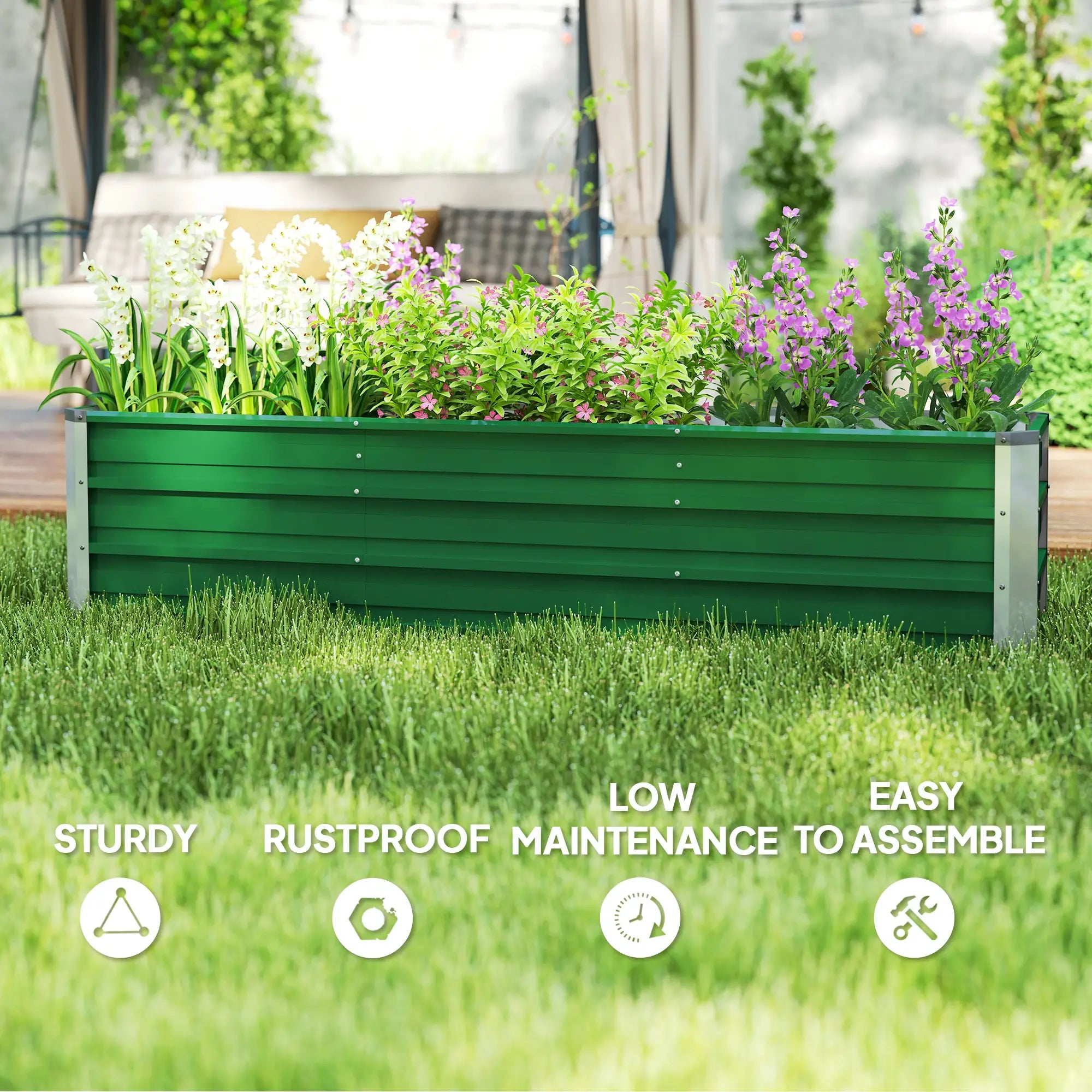 6' x 1.5' x 1.3' Galvanized Raised Garden Bed, Large Metal Planter Box, Green Galvanized Planter Boxes at Gallery Canada