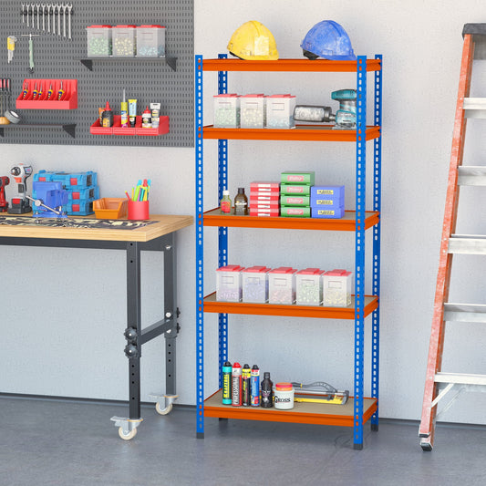 5-Tier Heavy Duty Garage Shelf, Metal Shelving Unit, Utility Shelves with Adjustable Shelves, Metal Frame, 31.5"x15.75"x71.75", (660lbs Per Shelf) 3300 lbs Capacity for Workshop, Shed, Office - Gallery Canada