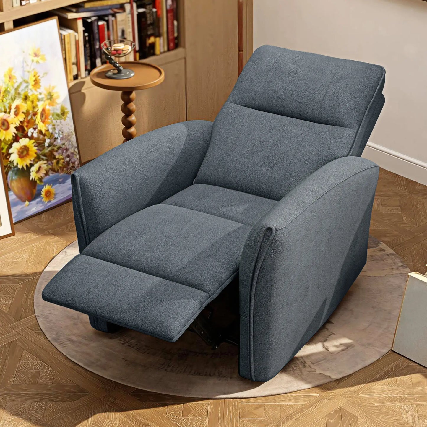 Fabric Recliner Chair, USB Ports, Footrest, Charcoal Grey Sofas & Reclining Chairs at Gallery Canada