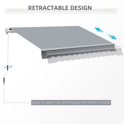 10x8ft Manual Retractable Patio Awning, Aluminum Frame, Grey Deck Awnings at Gallery Canada